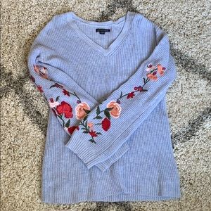 American Eagle Sweater with floral stitching